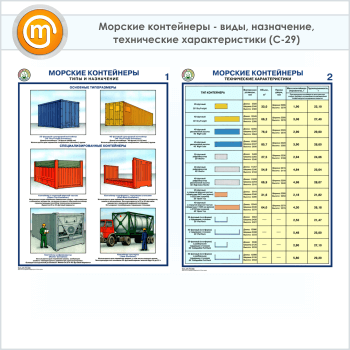 Плакаты «Морские контейнеры - виды, назначение, технические характеристики» (С-29, 2 листа, А2)